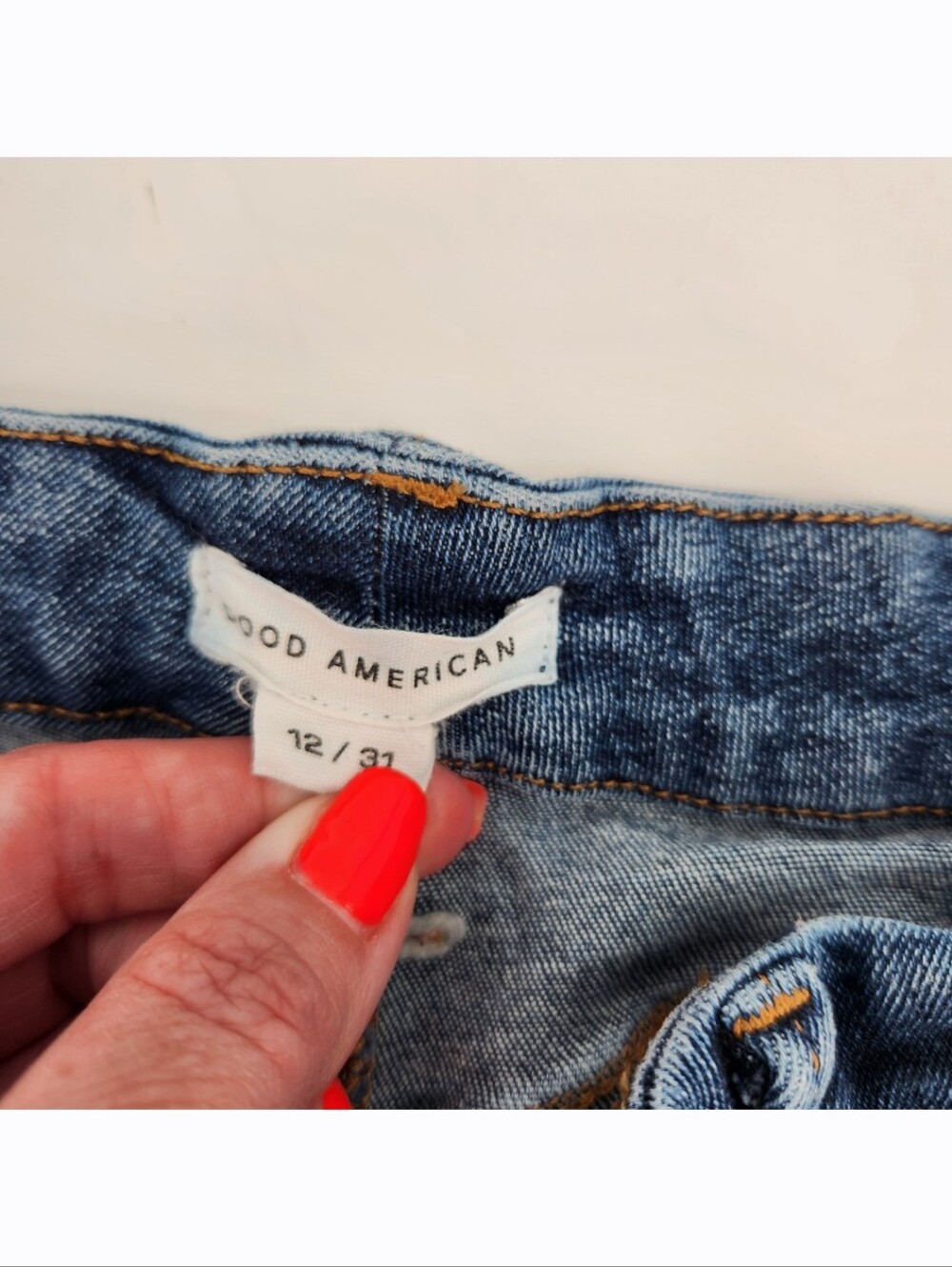 Good American High Rise Straight Leg Jeans Womens Size 12/31 Dark Wash Denim - Picture 5 of 7